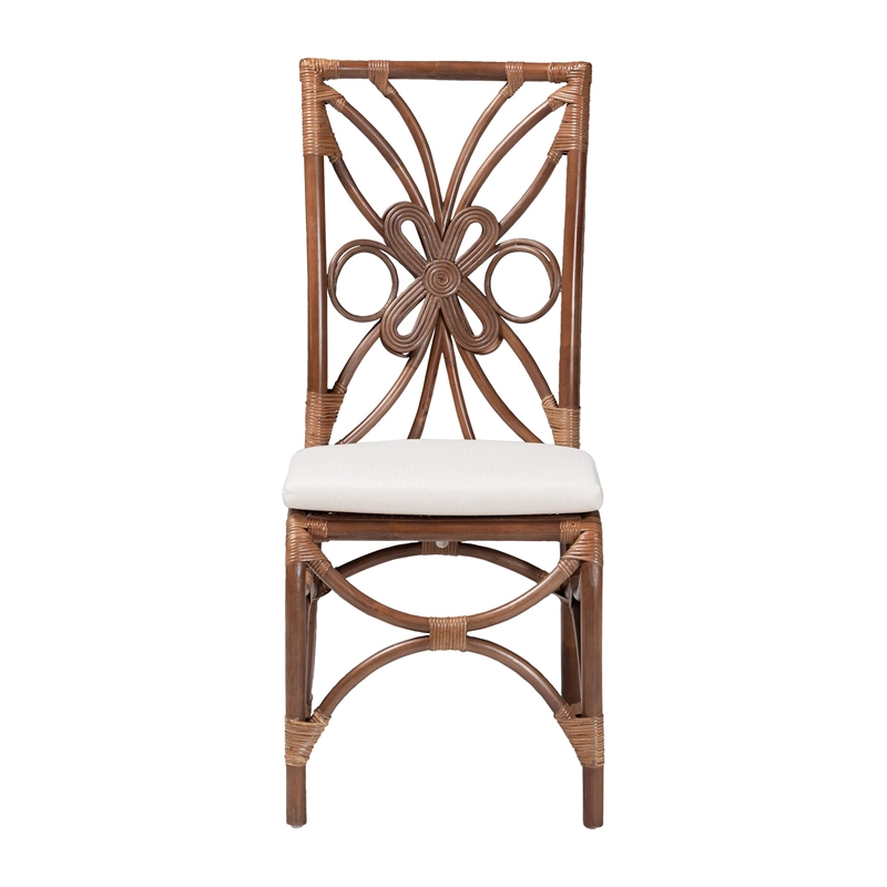 bali & pari Brama Natural Rattan Dining Chair with Decorative Backrest