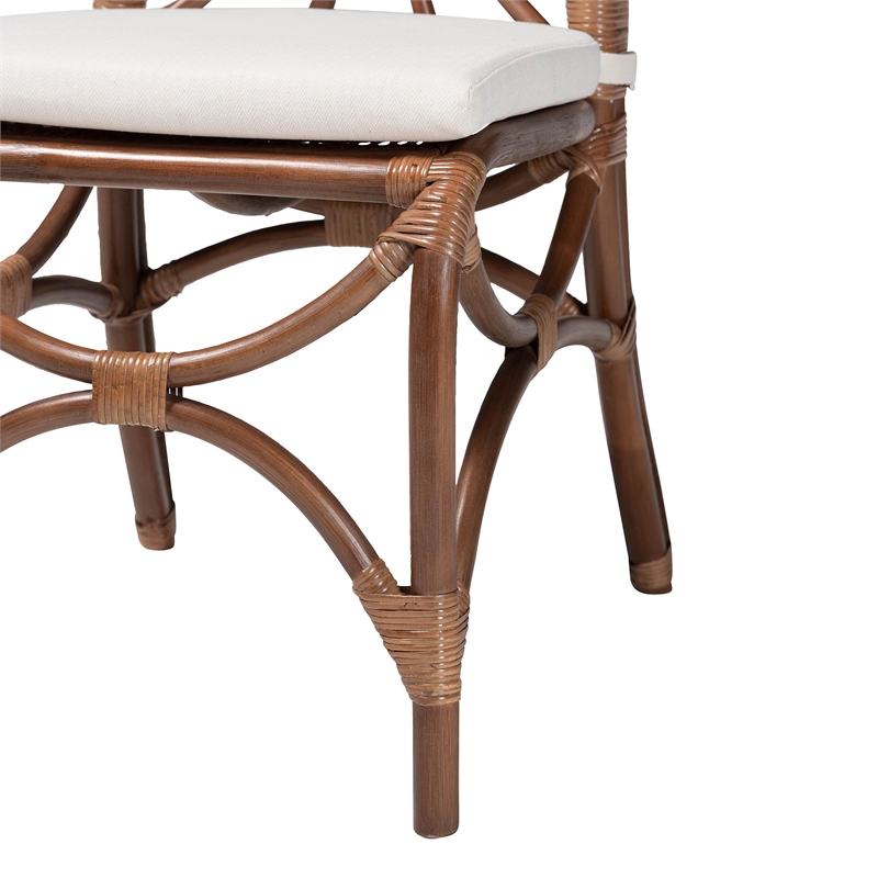 bali & pari Brama Natural Rattan Dining Chair with Decorative Backrest