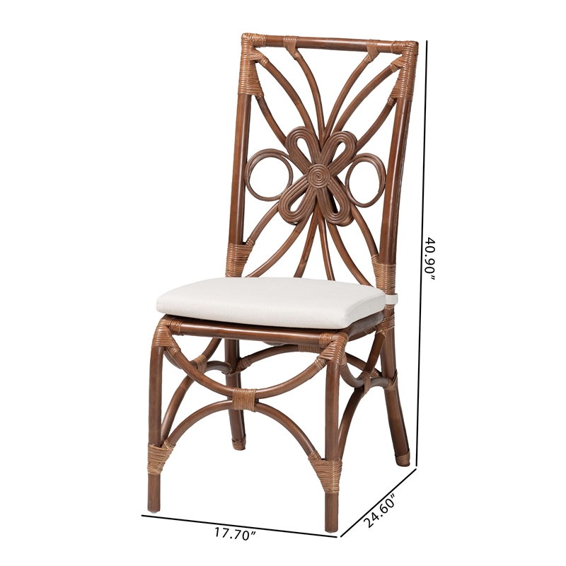 bali & pari Brama Natural Rattan Dining Chair with Decorative Backrest
