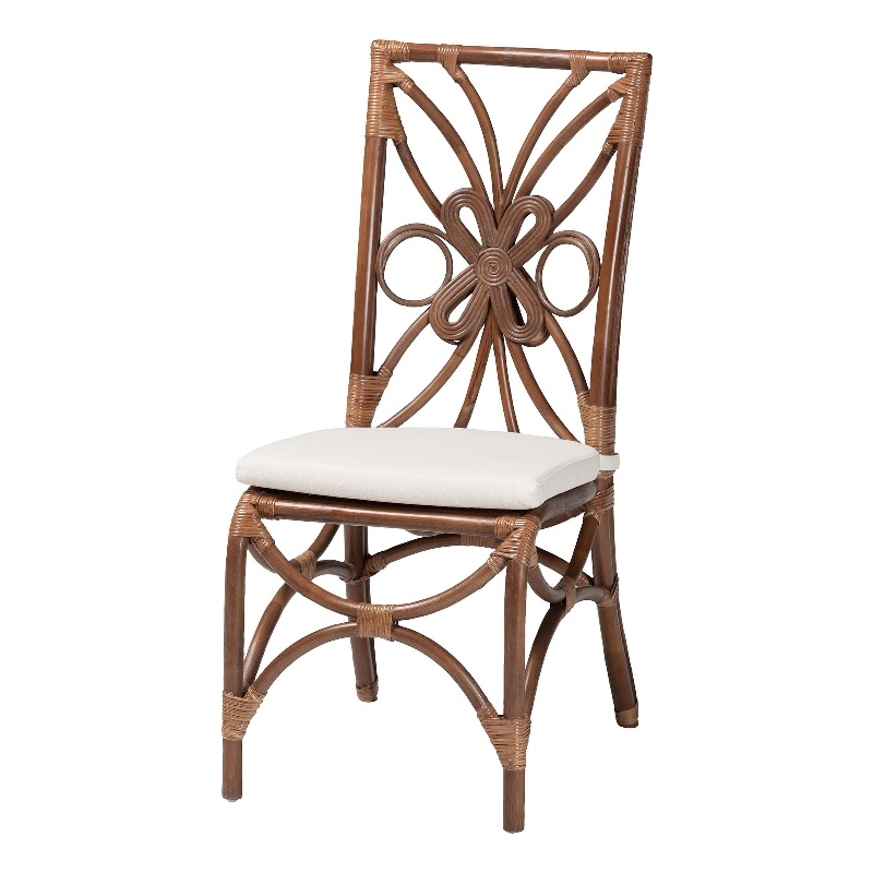 bali & pari Brama Natural Rattan Dining Chair with Decorative Backrest