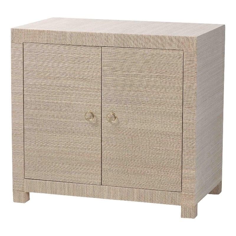 bali & pari Halen Natural Grasscloth Storage Cabinet Two-Door Console Storage