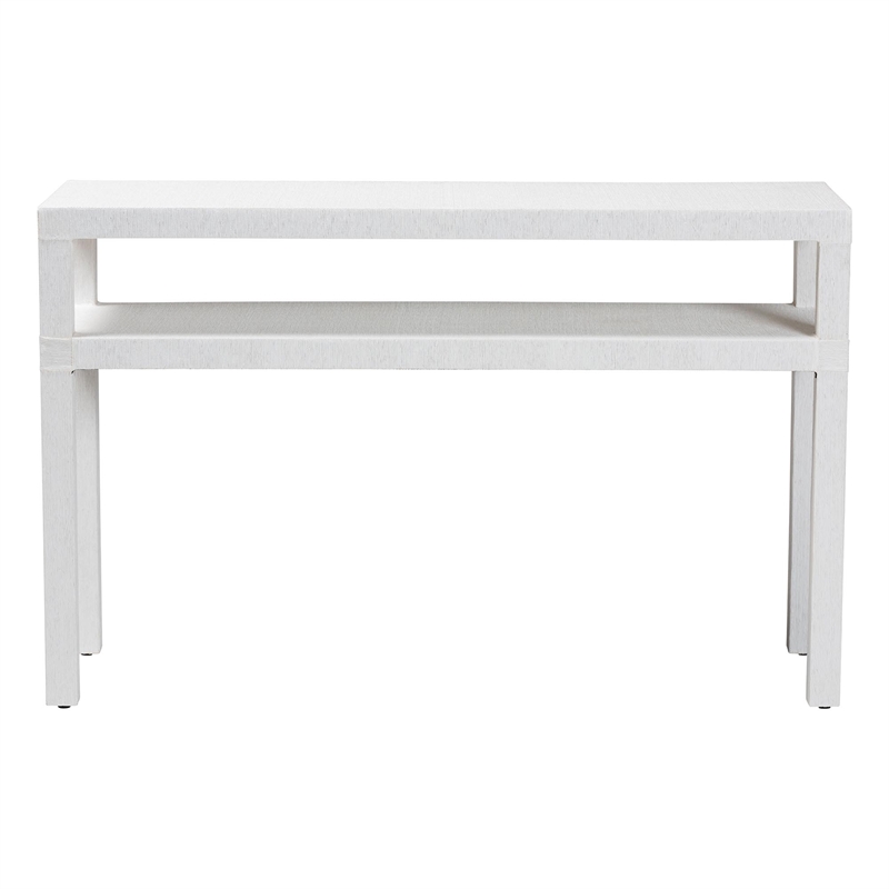 bali & pari Gale Natural Grasscloth Console Table Two-Tier Entryway Table