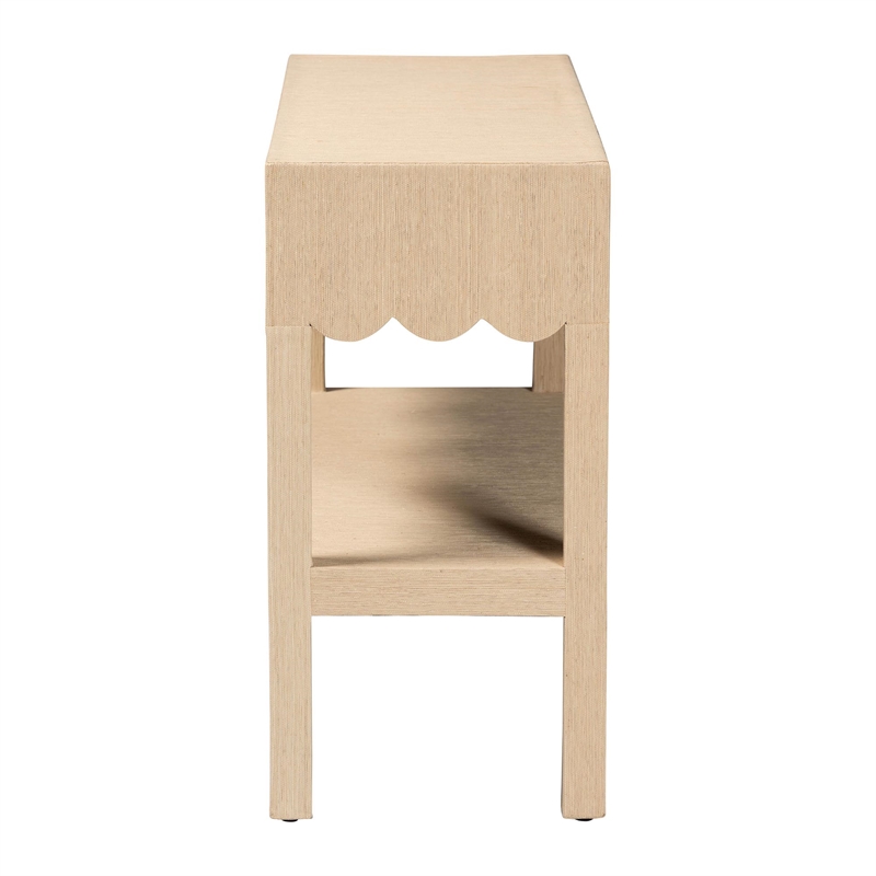 bali & pari Mason Natural Grasscloth Console Table Two-Tier Entryway Table