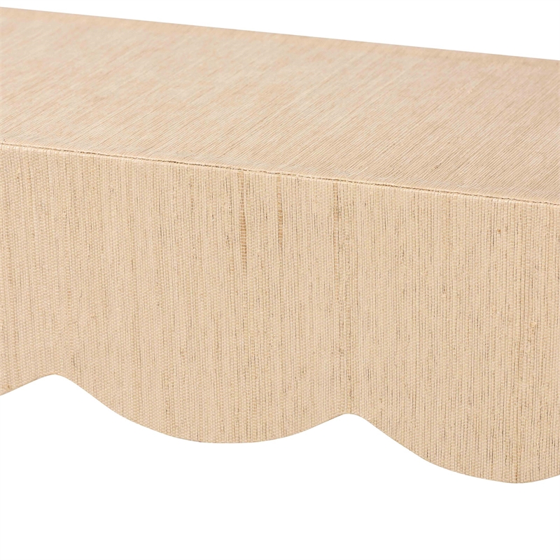 bali & pari Mason Natural Grasscloth Console Table Two-Tier Entryway Table
