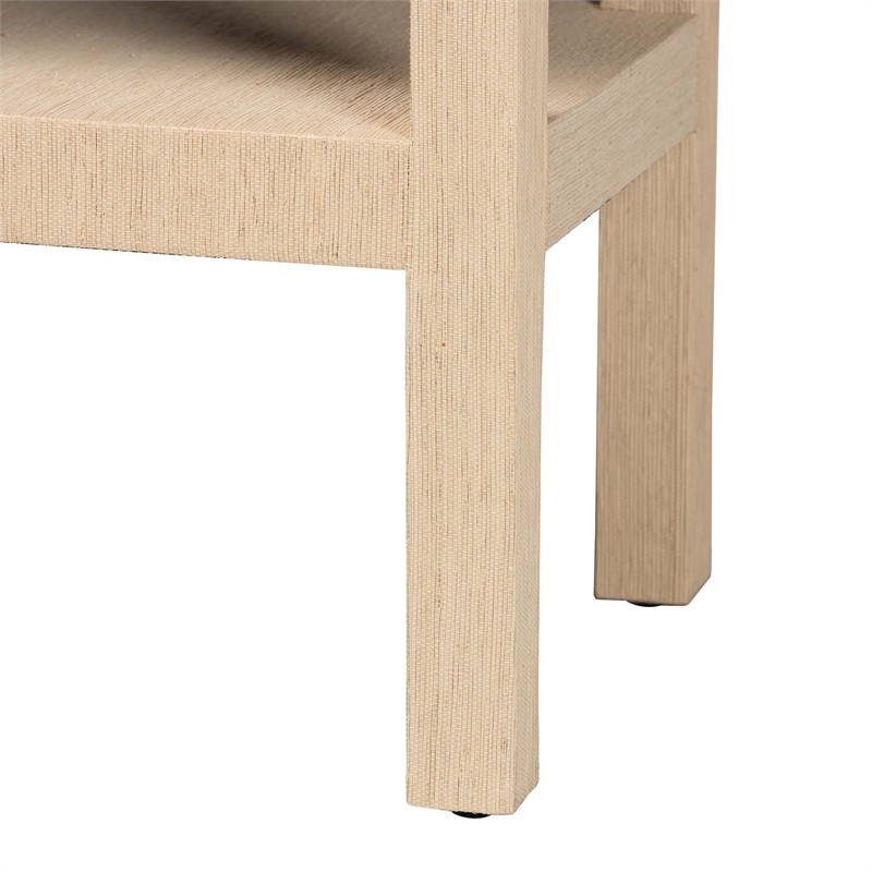 bali & pari Mason Natural Grasscloth Console Table Two-Tier Entryway Table