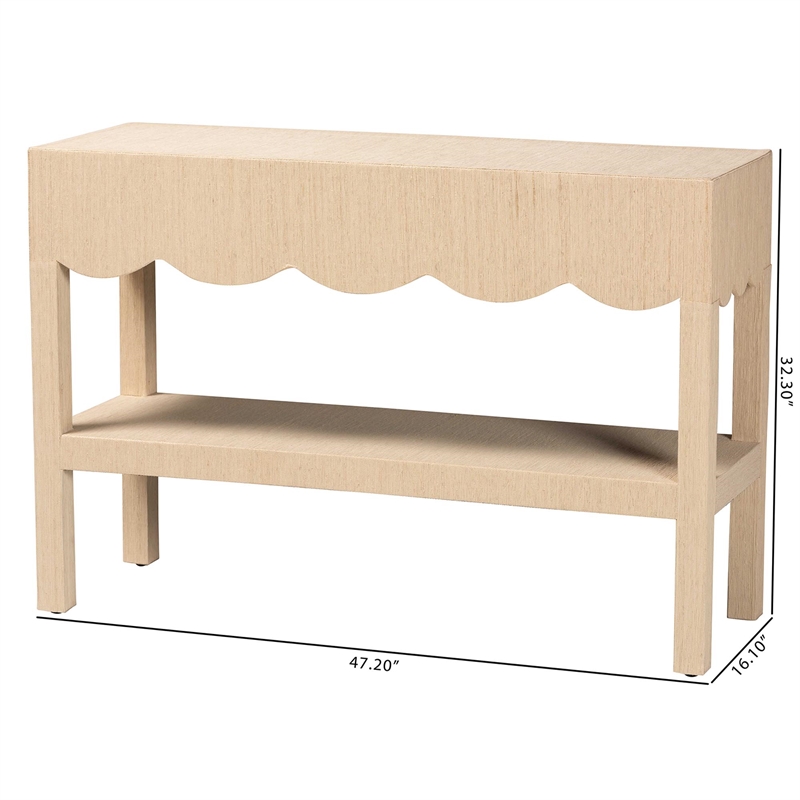 bali & pari Mason Natural Grasscloth Console Table Two-Tier Entryway Table