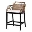 bali & pari Abiel Natural Rattan Counter Stool with Arms and Removable Cushion