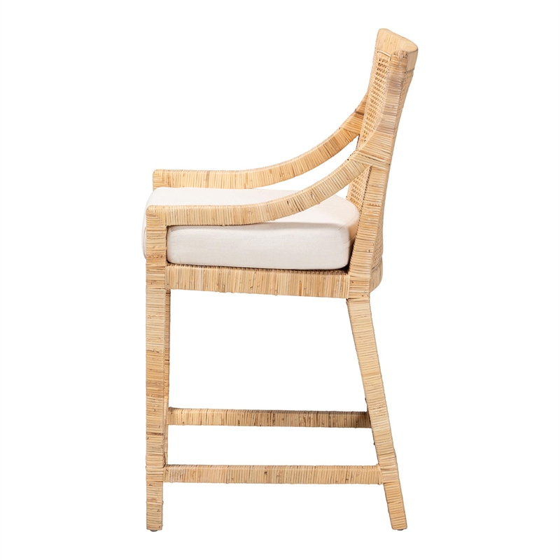 bali & pari Alexis Natural Rattan Counter Stool - Handcrafted Counter Chair