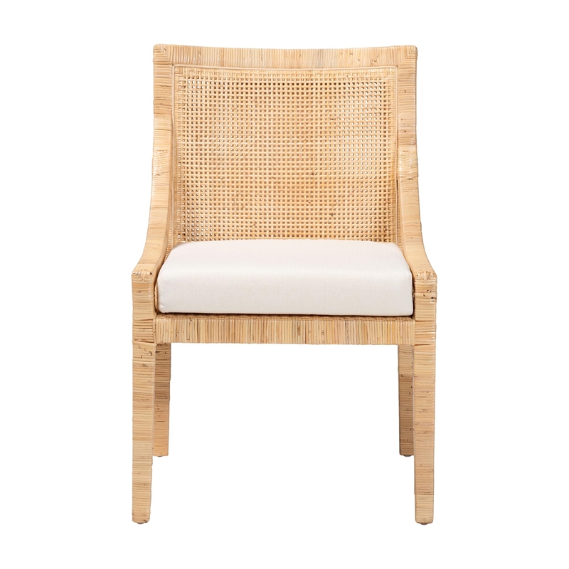 bali & pari Alexis Natural Rattan Dining Chair - Handcrafted Accent Chair
