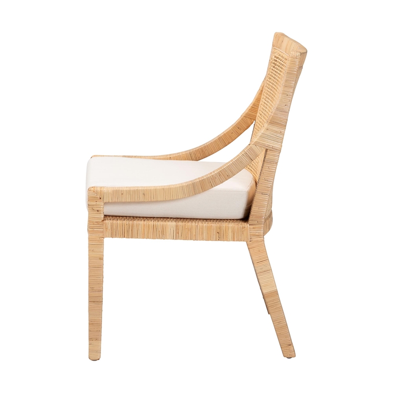 bali & pari Alexis Natural Rattan Dining Chair - Handcrafted Accent Chair