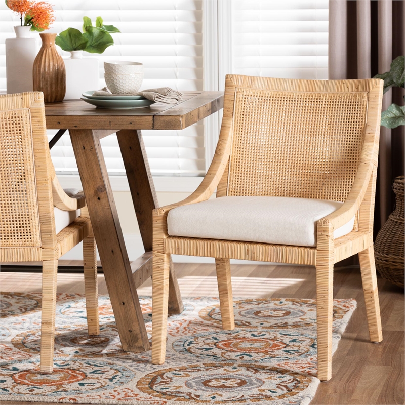 bali & pari Alexis Natural Rattan Dining Chair - Handcrafted Accent Chair