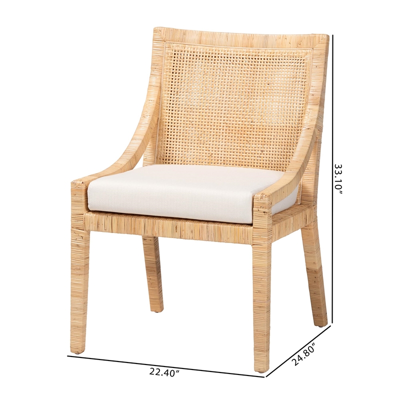 bali & pari Alexis Natural Rattan Dining Chair - Handcrafted Accent Chair