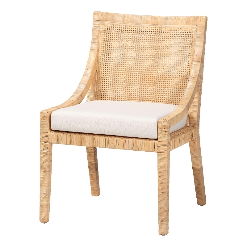 bali & pari Alexis Natural Rattan Dining Chair - Handcrafted Accent Chair