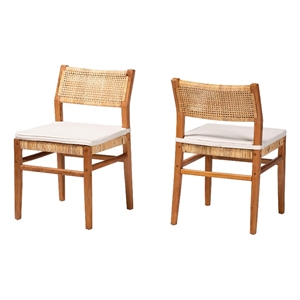 bali & pari Chatura Natural Rattan and Wood 2-Piece Dining Side Chair Set