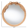 bali & pari Creusa Natural Rattan Round Wall Mirror -Handwoven Wicker Frame