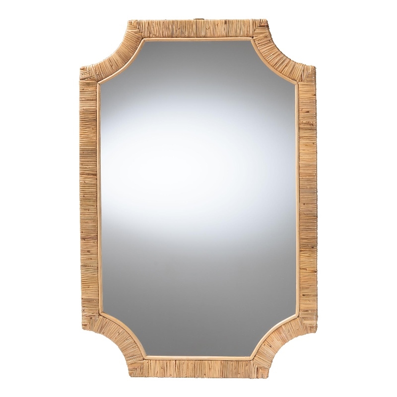 bali & pari Thiago Natural Rattan Wall Mirror Handwoven Wicker Rectangle Mirror