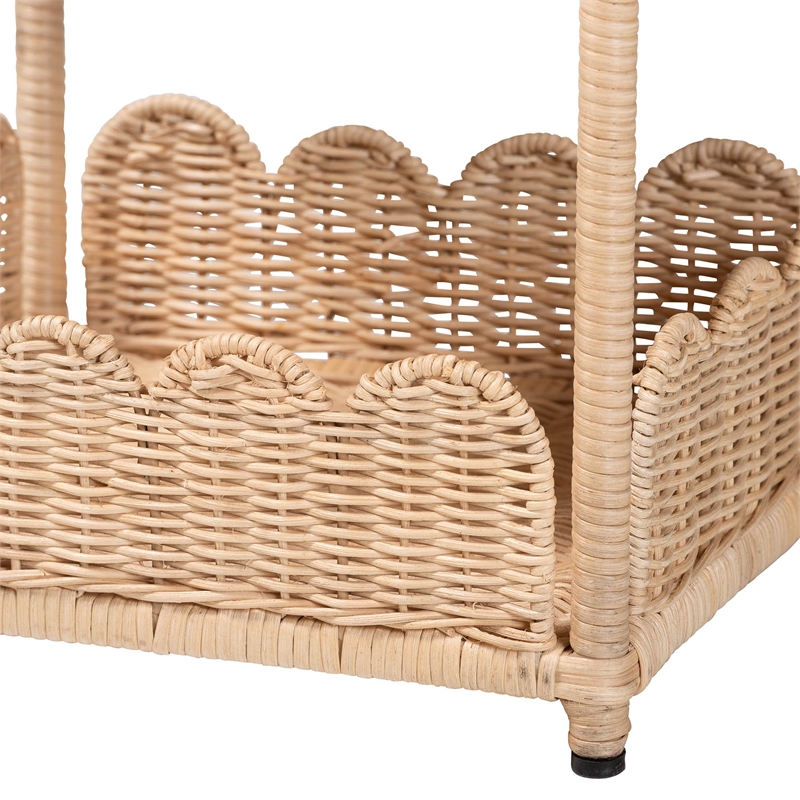 bali & pari Brooks Natural Rattan 3-Tier Storage Shelf Wicker Display Stand
