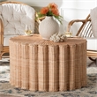 bali & pari Kensley Natural Rattan Coffee Table Handwoven Round Accent Table
