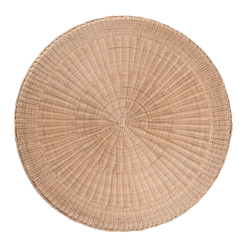 bali & pari Latoya Natural Rattan Coffee Table - Handwoven Round Wicker Table