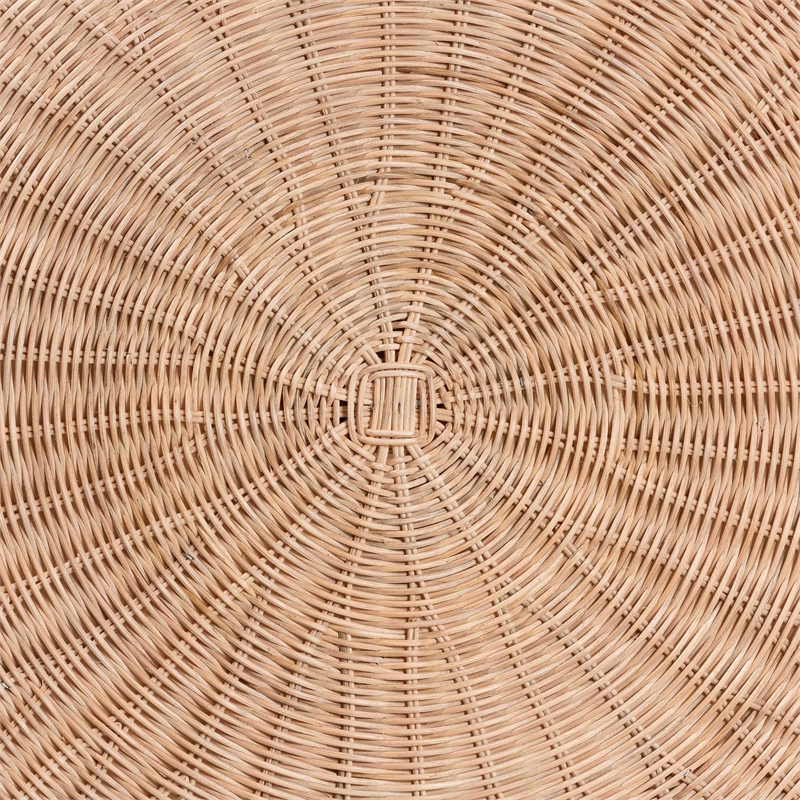bali & pari Latoya Natural Rattan Coffee Table - Handwoven Round Wicker Table