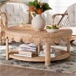 bali & pari Latoya Natural Rattan Coffee Table - Handwoven Round Wicker Table