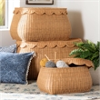 bali & pari Ayleen Natural Rattan Basket Set with Scalloped Lids Storage Boxes