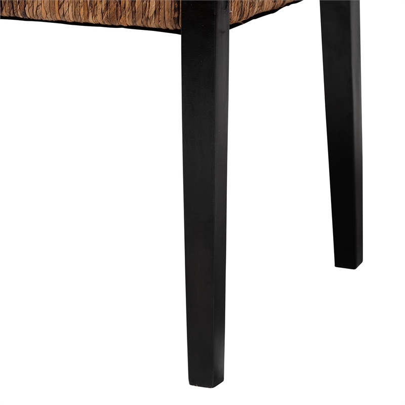 bali & pari Raniya 2-Piece Handwoven Seagrass Armchairs Wood Dining Chair Black