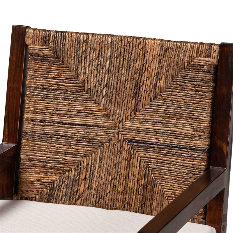 bali & pari Cordoba 2-Piece Seagrass Armchairs Wood Dining Chair Dark Brown