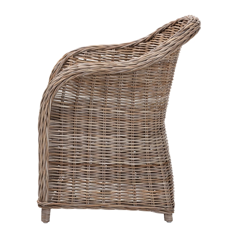 bali & pari Amanda Natural Rattan Armchair Handwoven Wicker Barrel Chair