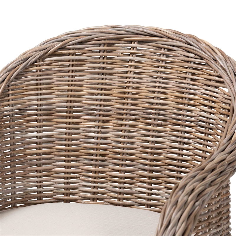 bali & pari Amanda Natural Rattan Armchair Handwoven Wicker Barrel Chair
