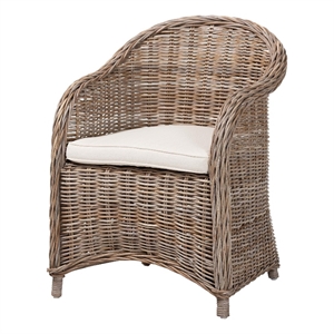 bali & pari Amanda Natural Rattan Armchair Handwoven Wicker Barrel Chair