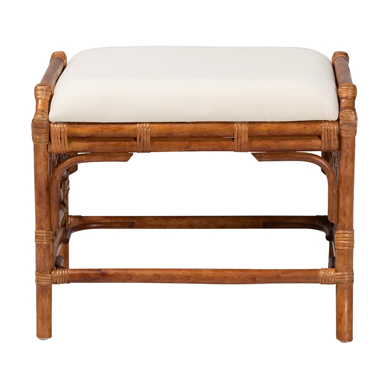 bali & pari Morley Marbled Tortoise Natural Rattan Ottoman