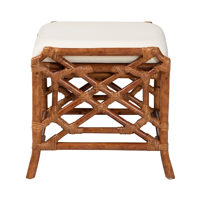 bali & pari Morley Marbled Tortoise Natural Rattan Ottoman