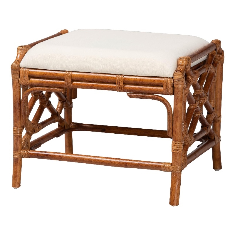 bali & pari Morley Marbled Tortoise Natural Rattan Ottoman