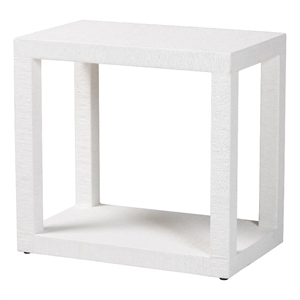 bali & pari Oaklynn Natural Grasscloth End Table Two-Tier Accent Table White