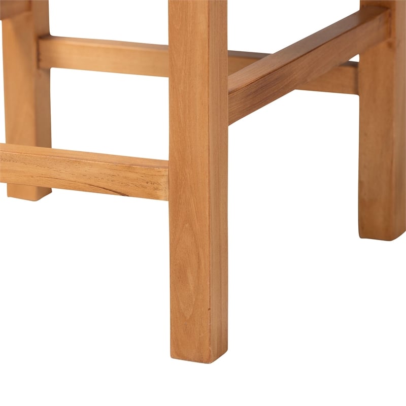 bali & pari Pava Woven Seagrass Counter Stool Solid Mahogany Wood Stool