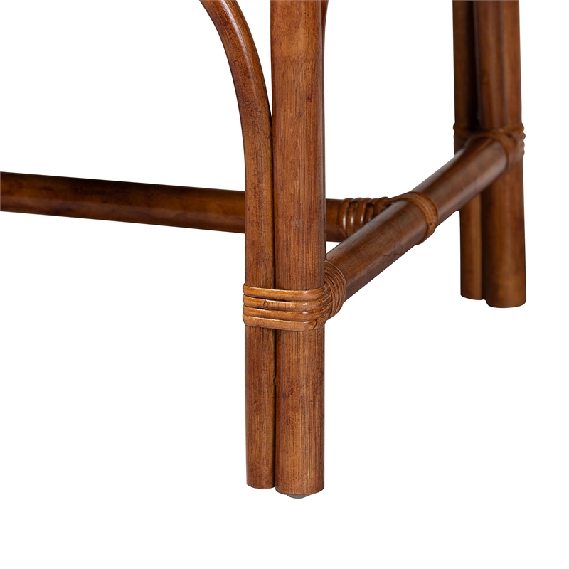 bali & pari Belen Marbled Tortoise Natural Rattan Bench Handwoven Wicker Seating