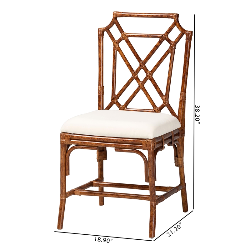 bali & pari Esmery Marbled Tortoise Natural Rattan Dining Chair