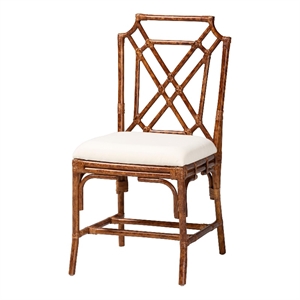 bali & pari Esmery Marbled Tortoise Natural Rattan Dining Chair