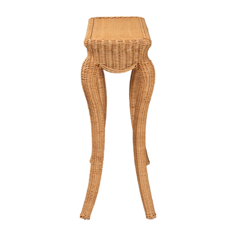 bali & pari Deborah Natural Rattan Console Table Handwoven Wicker Accent Table