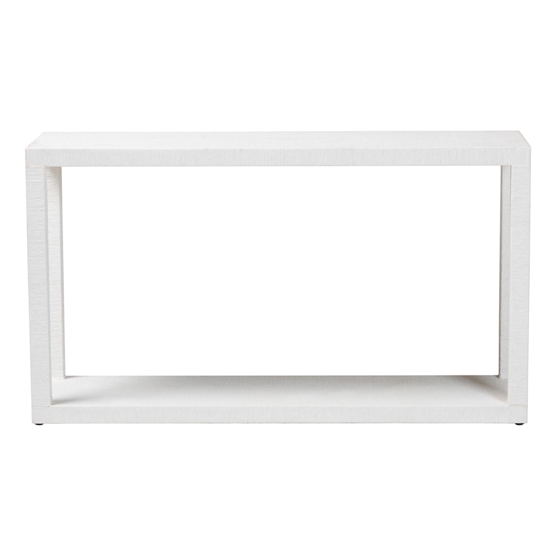 bali & pari Oaklynn Grasscloth Console Table Two-Tier Entryway Table White