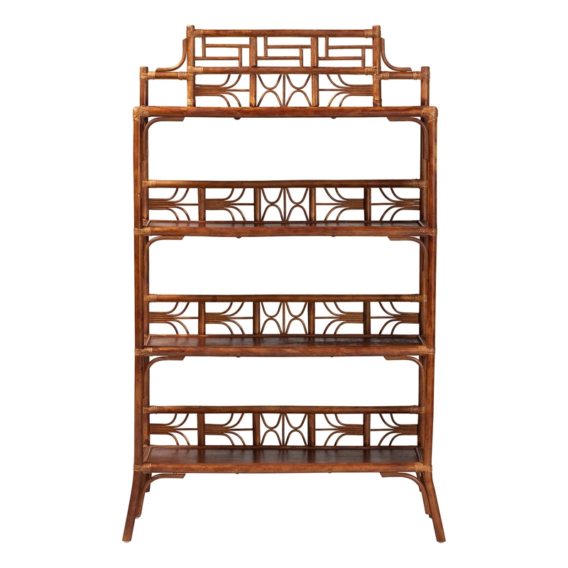 bali & pari Aleya Marbled Tortoise Natural Rattan Display Shelf