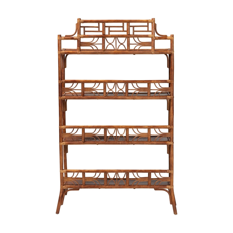 bali & pari Aleya Marbled Tortoise Natural Rattan Display Shelf