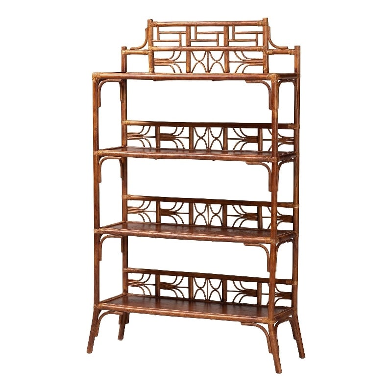 bali & pari Aleya Marbled Tortoise Natural Rattan Display Shelf