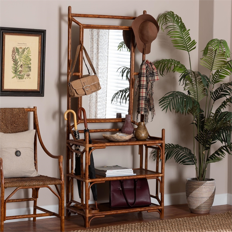 bali & pari Feyre Marbled Tortoise Natural Rattan Hall Tree