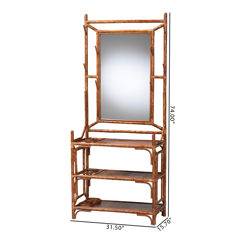 bali & pari Feyre Marbled Tortoise Natural Rattan Hall Tree