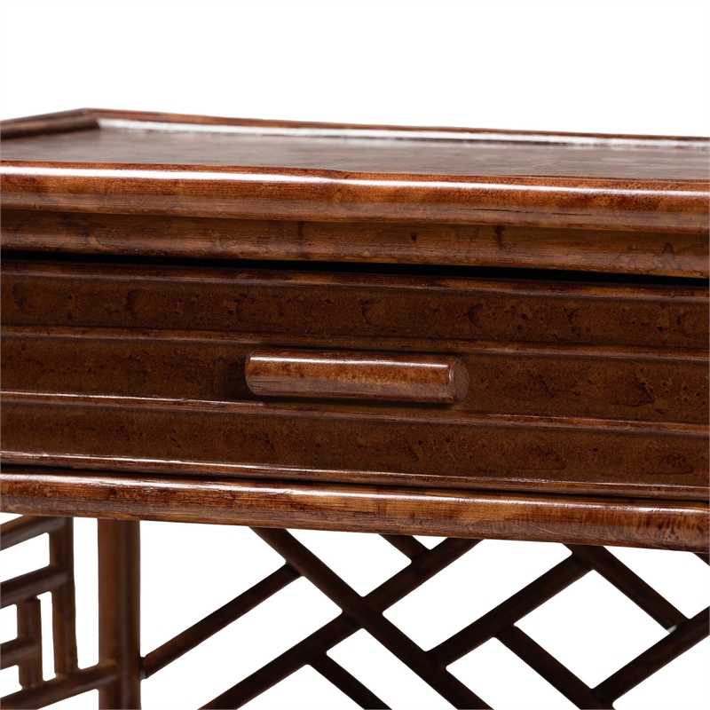 bali & pari Daemyn Marbled Tortoise Natural Rattan Nightstand