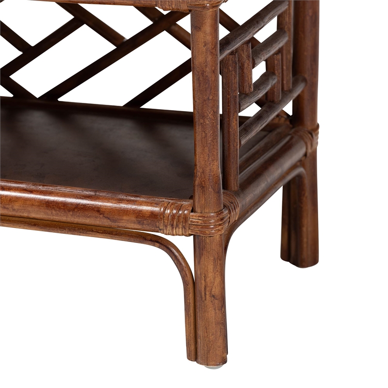 bali & pari Daemyn Marbled Tortoise Natural Rattan Nightstand