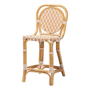 bali & pari Mattie Rattan Bistro Counter Stool Handwoven Accent Seating Beige