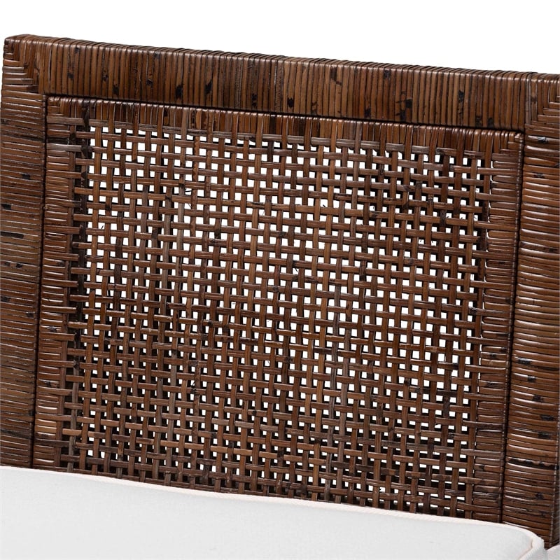bali & pari Sofia Rattan Counter Stool with Mahogany Wood Frame Antique Coffee
